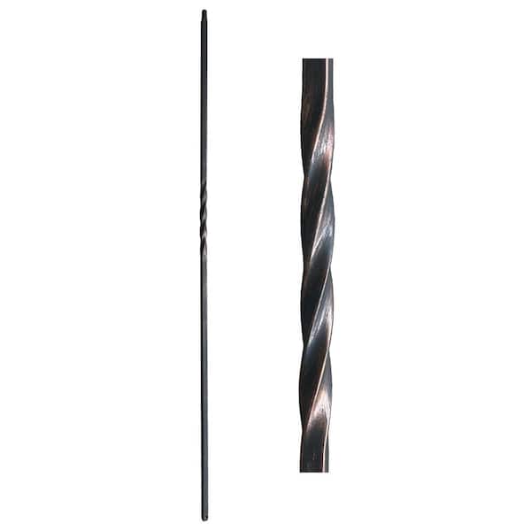 Atlas Stair Parts 44 in. x 1/2 in. Oil-Rubbed Bronze Single Twist Square Base Hollow Wrought Iron Stair Baluster