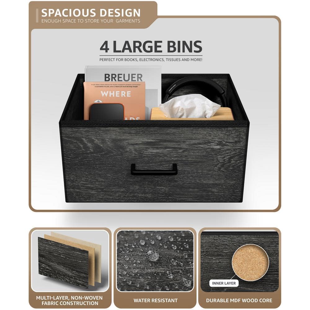 Black Vertical Nursery Dresser with Soft Close Drawers