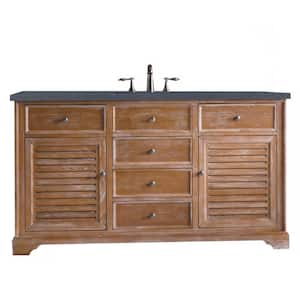 Savannah 60 in.W x 23.5 in.D x 34.3 in H Single Bath Vanity in Driftwood with Quartz Top in Charcoal Soapstone