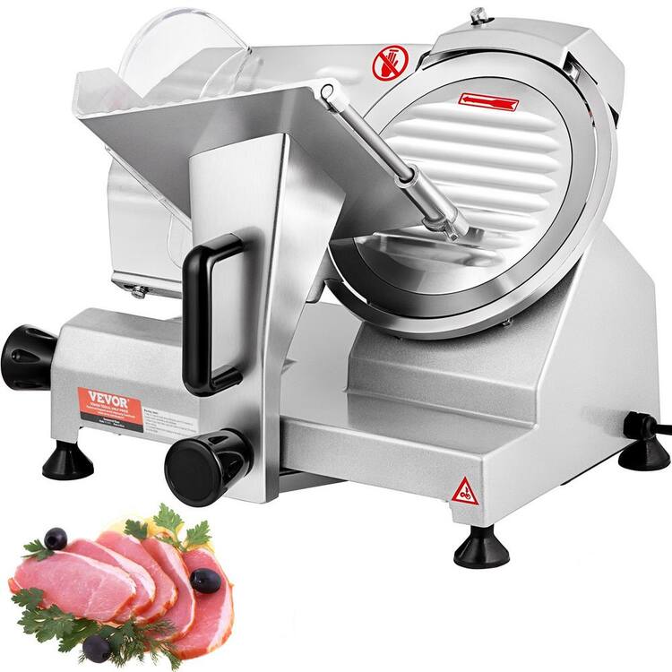 VEVOR Commercial Meat Slicer, 200 W Electric Deli Food Slicer, 350-400 RPM Meat Slicer with 8 in. Carbon Steel Blade