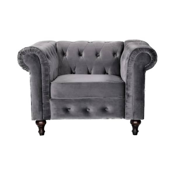 US Pride Furniture Brooks 39.76 in. Gray Velvet Upholstered Chair
