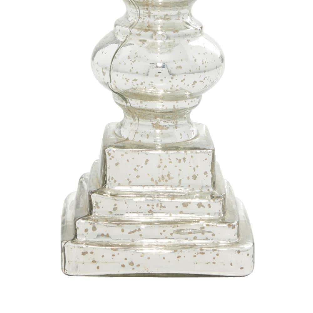 Tall Silver Mercury Glass Hurricane Candle Holder
