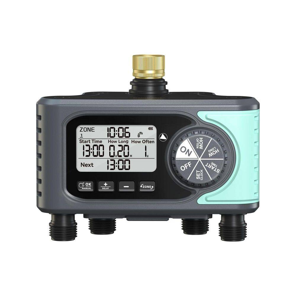 Brass Inlet Sprinkler Timer Programmable 4 Zone Digital Controller Rain Delay Manual Watering for Lawn Garden price history on PriceWatchPro