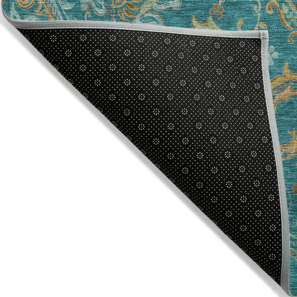 Teal and Gold Paisley Rectangular Synthetic Area Rug 3' x 5'