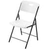 HDX Metal Frame White/Black Resin Seat Indoor/Outdoor Folding Chair (Set of 2) THD-FC100-WTGY-2VN