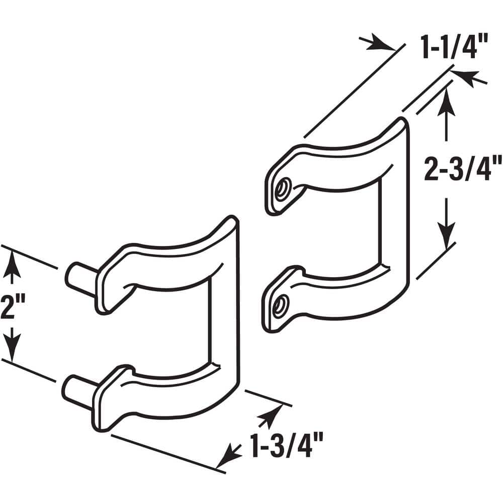 2-1/4 Inch Polished Brass Shower Door Handle Set