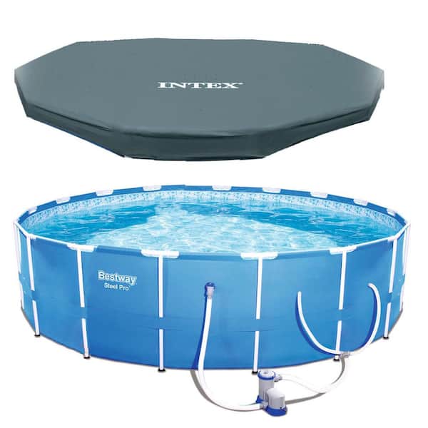 Bestway 12 ft. x 30 in. D Steel Pro Round Above Ground Pool with Steel Metal Frame