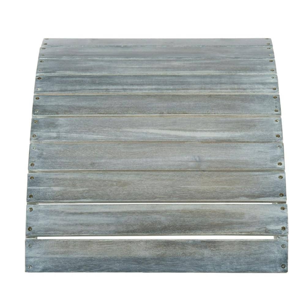 SAFAVIEH Mopani Ash Grey Acacia Wood Outdoor Ottoman PAT6701A The