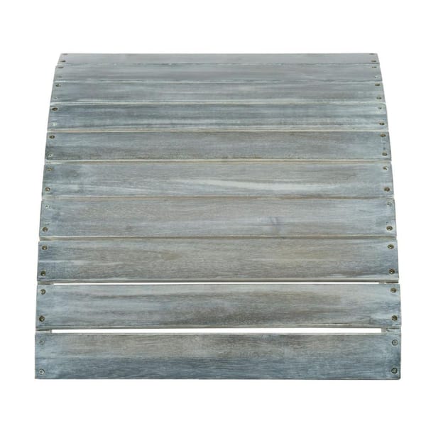 SAFAVIEH Mopani Ash Grey Acacia Wood Outdoor Ottoman