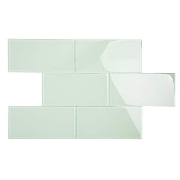 Giorbello Winter Sage 6 in. x 12 in. x 8mm Glass Subway Wall Tile (5 sq. ft./Case)