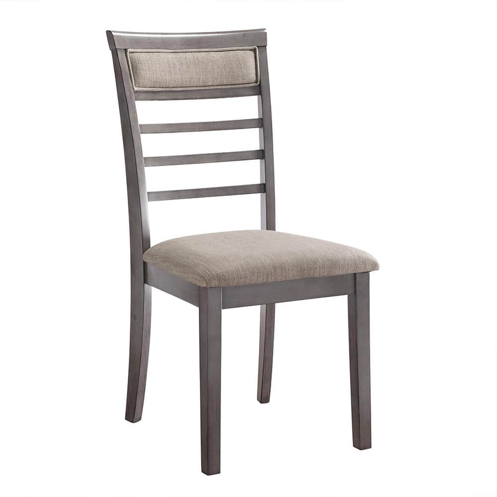 Lovell Gray Oak Veneer 5-Piece Dining Set with Padded Chairs