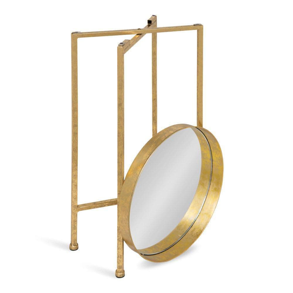 Celia 14 in. Gold Round Glass End Table - thumbnail 2