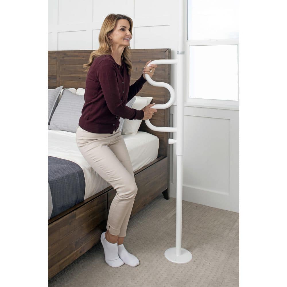 Black Tension-Mounted Safety Pole with Rotating Grab Bar