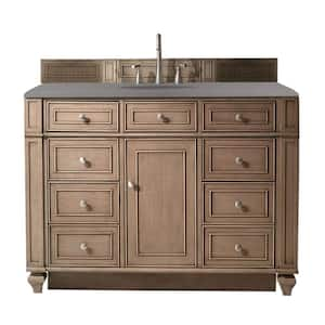 Bristol 48 in. W x 23.5 in.D x 34 in. H Single Vanity in Whitewashed Walnut with Quartz Top in Grey Expo