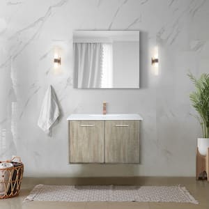 Fairbanks 36 in W x 20 in D Rustic Acacia Bath Vanity, White Quartz Top and Rose Gold Faucet Set