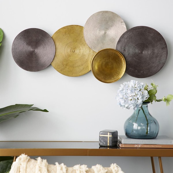 35 in. x  17 in. Aluminum Metal Multi Colored Radial Plate Wall Decor