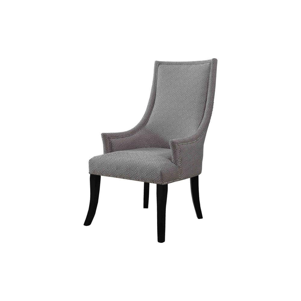 Gray and Taupe Wood Accent Chair with Nailhead Trim