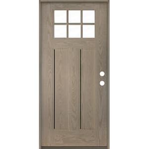 Craftsman 36 in. x 80 in. 6-Lite Left-Hand/Inswing Clear Glass Oiled Leather Stain Fiberglass Prehung Front Door