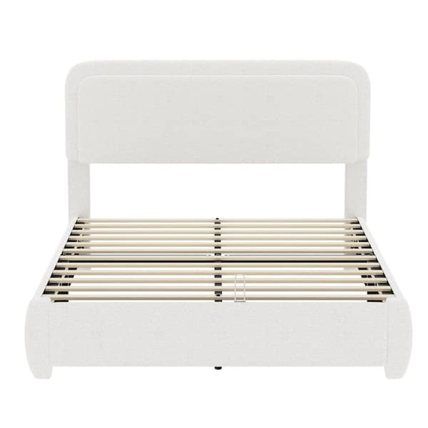 Harper & Bright Designs White Wood and Metal Frame Queen