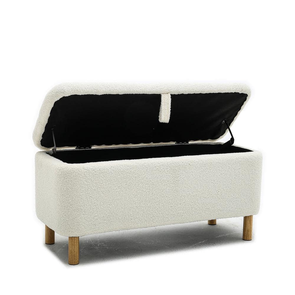 White Upholstered Storage Ottoman and Entryway Dining Bench, Bench Dining B
