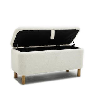 White Upholstered Storage Ottoman and Entryway Dining Bench, Bench Dining Benches 39.3 in.