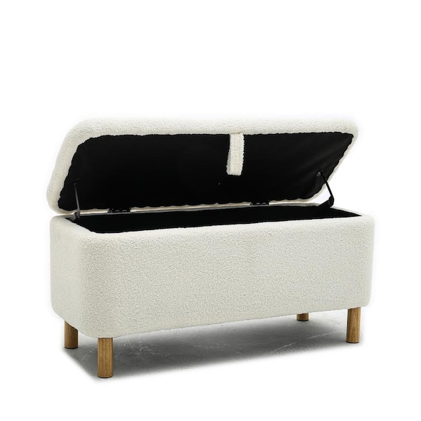 Unbranded White Upholstered Storage Ottoman and Entryway Dining Bench, Bench Dining Benches 39.3 in.