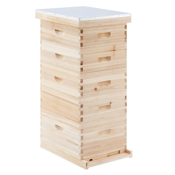 Merra Beehive Boxes Kit, Langstroth Beehive for Beekeeping, 5 Layer Bee House with 4 Medium Storage Boxes and 1 Deep Brood Box