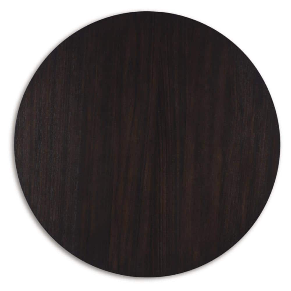 Dark Brown Round Geometric Wood End Table