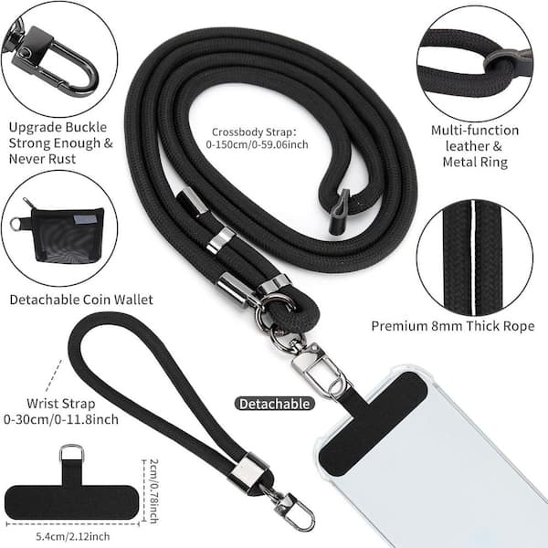 Birwiny Anti-Theft Phone Lanyard Crossbody & Wrist Strap | 2 Phone Tabs, Secure Lock