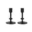 5 in. Black Small Cast Iron Metal Taper Candle Holder Set