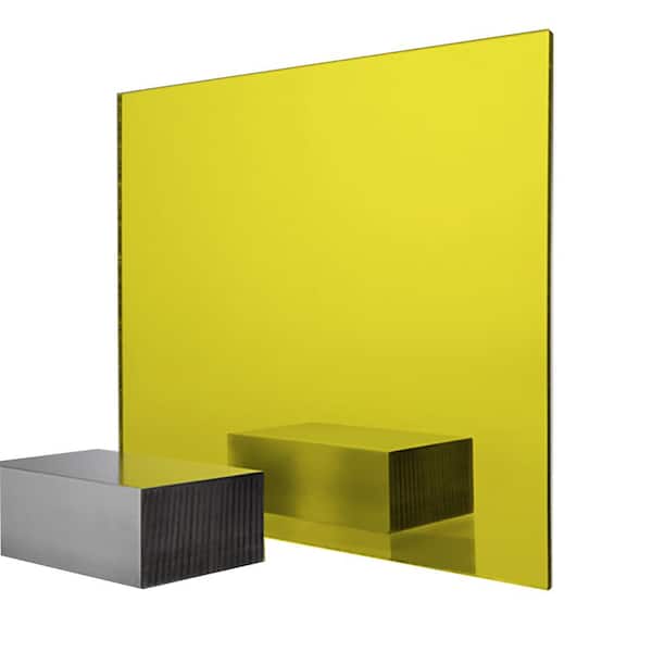 FABBACK 24 in. x 48 in. x 0.118 in. Yellow Acrylic Mirror