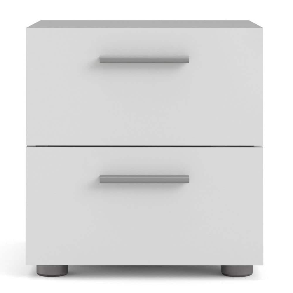 Loft Chic White 2-Drawer Contemporary Nightstand