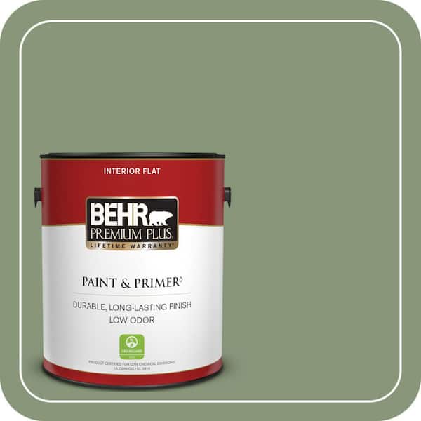 BEHR PREMIUM PLUS 1 gal. #S390-5 Laurel Tree Flat Low Odor Interior Paint & Primer