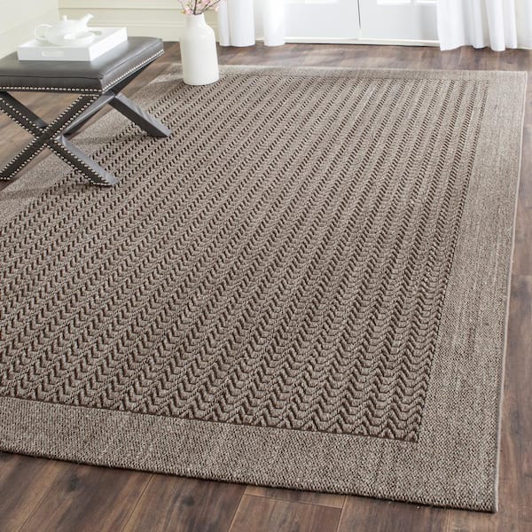 Palm Beach 10 ft. x 13 ft. Silver Solid Color Border Area Rug