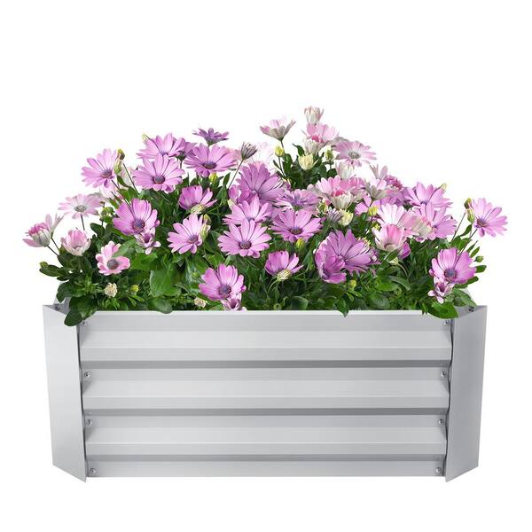 Mr. Garden 3 ft. x 3 ft. Silver Planting Bed Raised Garden Bed Metal Garden Beds for Vegetable Flower Bed Kit