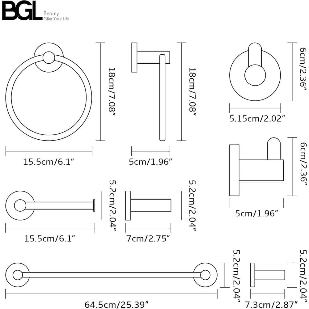 Brushed Nickel 4-Piece Bathroom Hardware Set with Adjustable Towel Bar