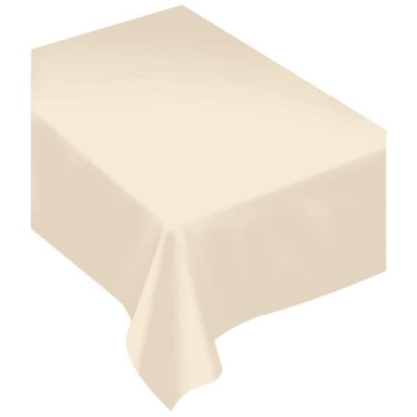 Amscan 80 in. x 60 in. Vanilla Creme Fabric Everyday Table Cover (2-Pack)
