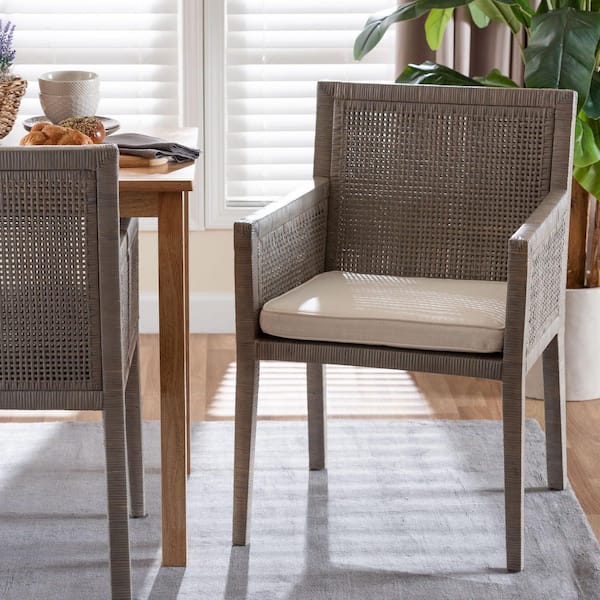 Karis French Grey Rattan Dining Chair