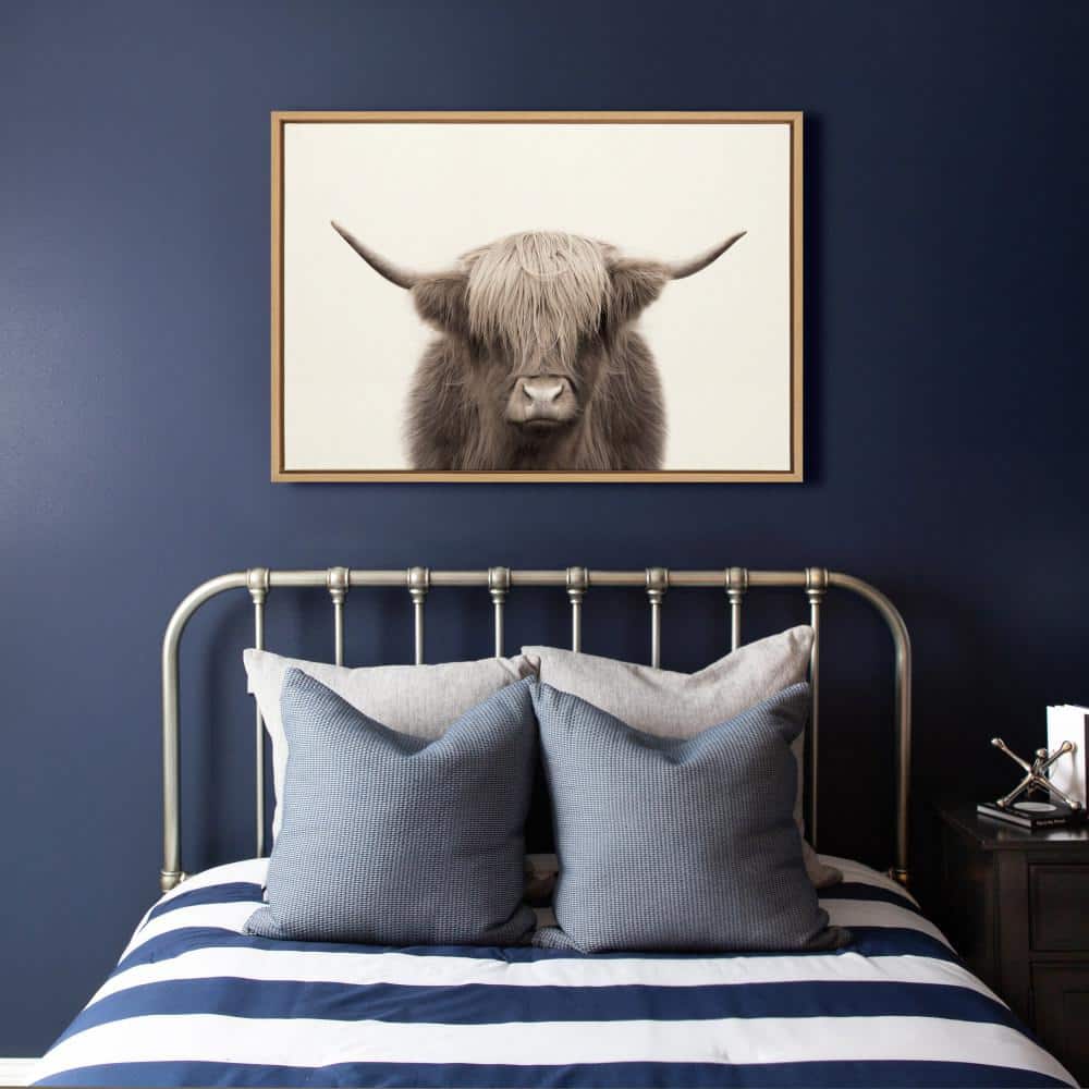 Natural Highland Cow Canvas Print with Polystyrene Frame