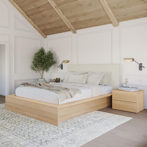 Nexera Jane 4-Piece Natural Blonde Oak Wood Queen Size