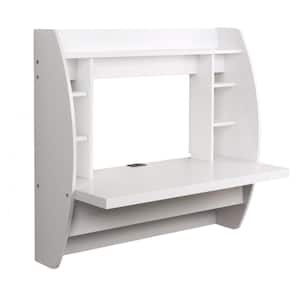 43 in. Rectangular White Floating Desk with Cable Management