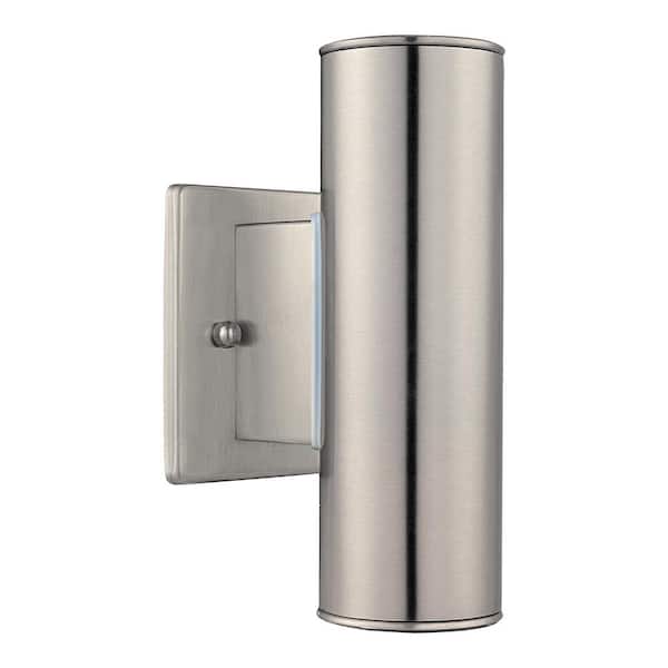 Eglo Riga 4.25 in. W x 8 in. H 2-Light Stainless Steel Hardwired Outdoor Wall Sconce