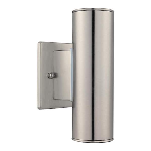 Riga 4.25 in. W x 8 in. H 2-Light Stainless Steel Hardwired Outdoor Wall Sconce