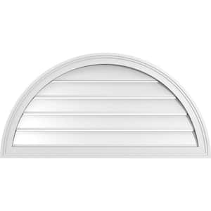 38 in. x 19 in. Half Round Surface Mount PVC Gable Vent: Functional with Brickmould Frame