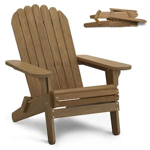 Marshall University Hunter Brown Folding Adirondack Chair for Patio Pool Deck Lawn and Garden