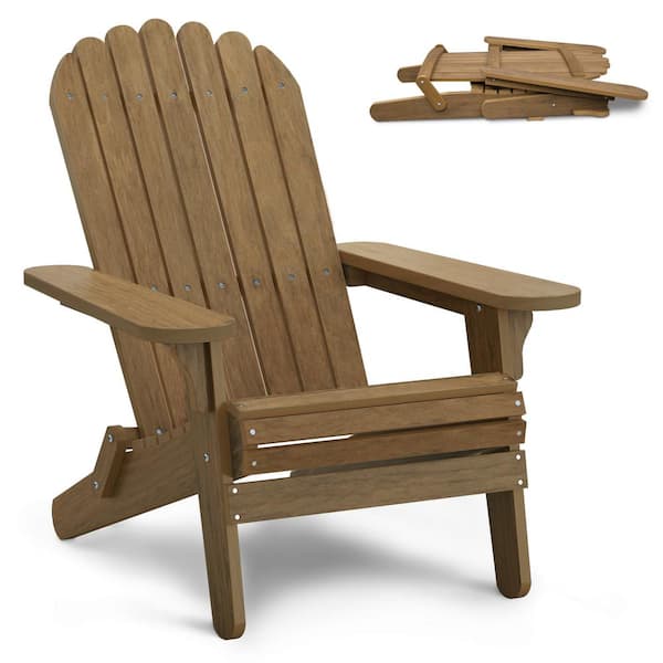 DEXTRUS Marshall University Hunter Brown Folding Adirondack Chair for Patio Pool Deck Lawn and Garden