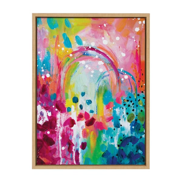 Kate and Laurel "Sylvie Chasing Rainbows" by Rachel Christopoulos 1-Piece Framed Canvas Abstract Art Print 24.00 in. x 18.00 in.