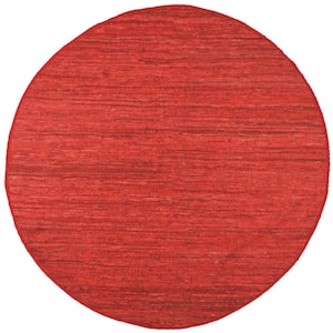 Red Leather 3 ft. x 3 ft. Round Area Rug