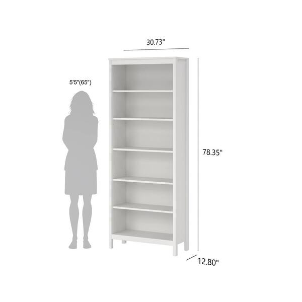 Tvilum Madrid 78 in. Tall White Engineered Wood 6-Shelf