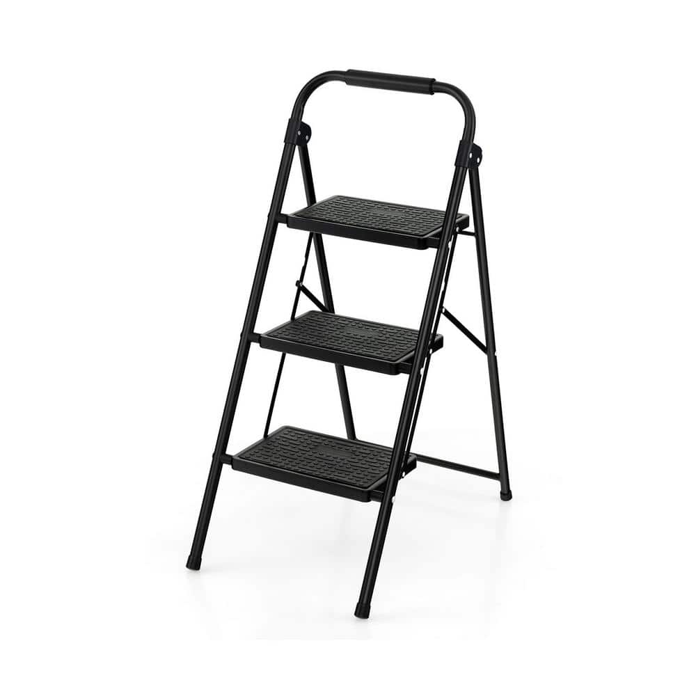 FORCLOVER 3-Step 9 ft. Reach Metal Step Stool with Wide Anti-Slip Pedal ...